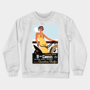 9 Day Cruises Steamship Holiday Vintage Travel Poster Crewneck Sweatshirt